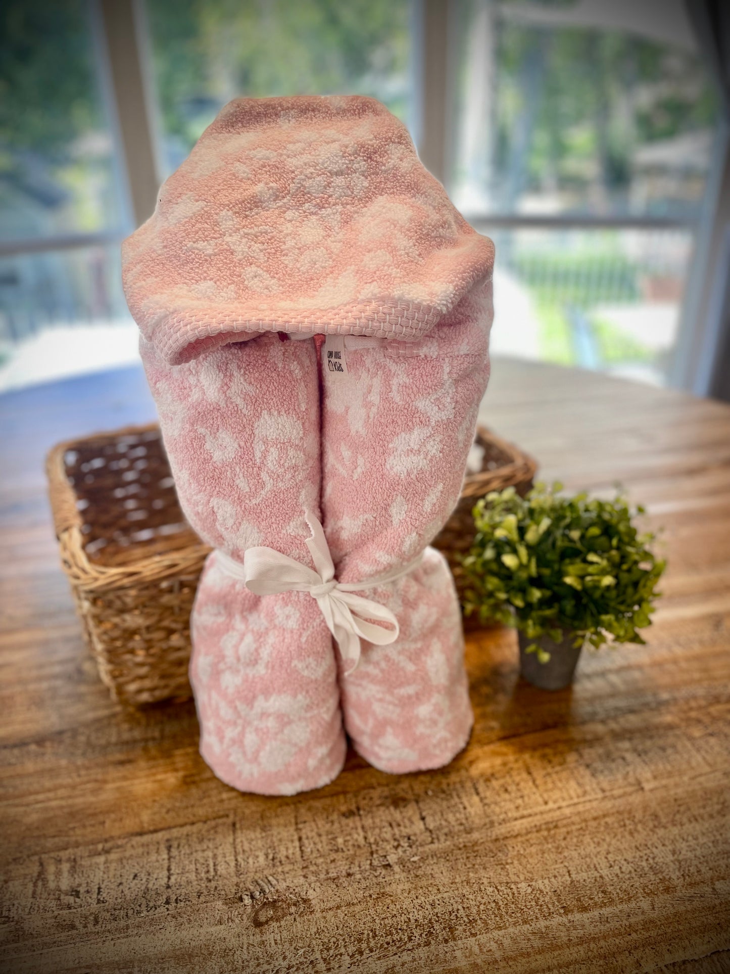 Hooded Towel  (pink/white flowers)