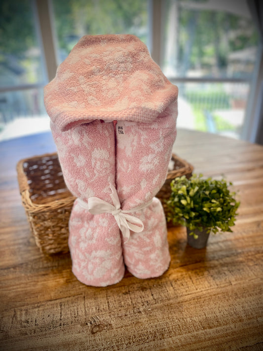 Hooded Towel  (pink/white flowers)