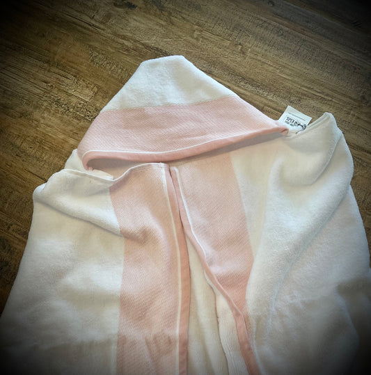 Hooded Towel  (white w/ pink edges)