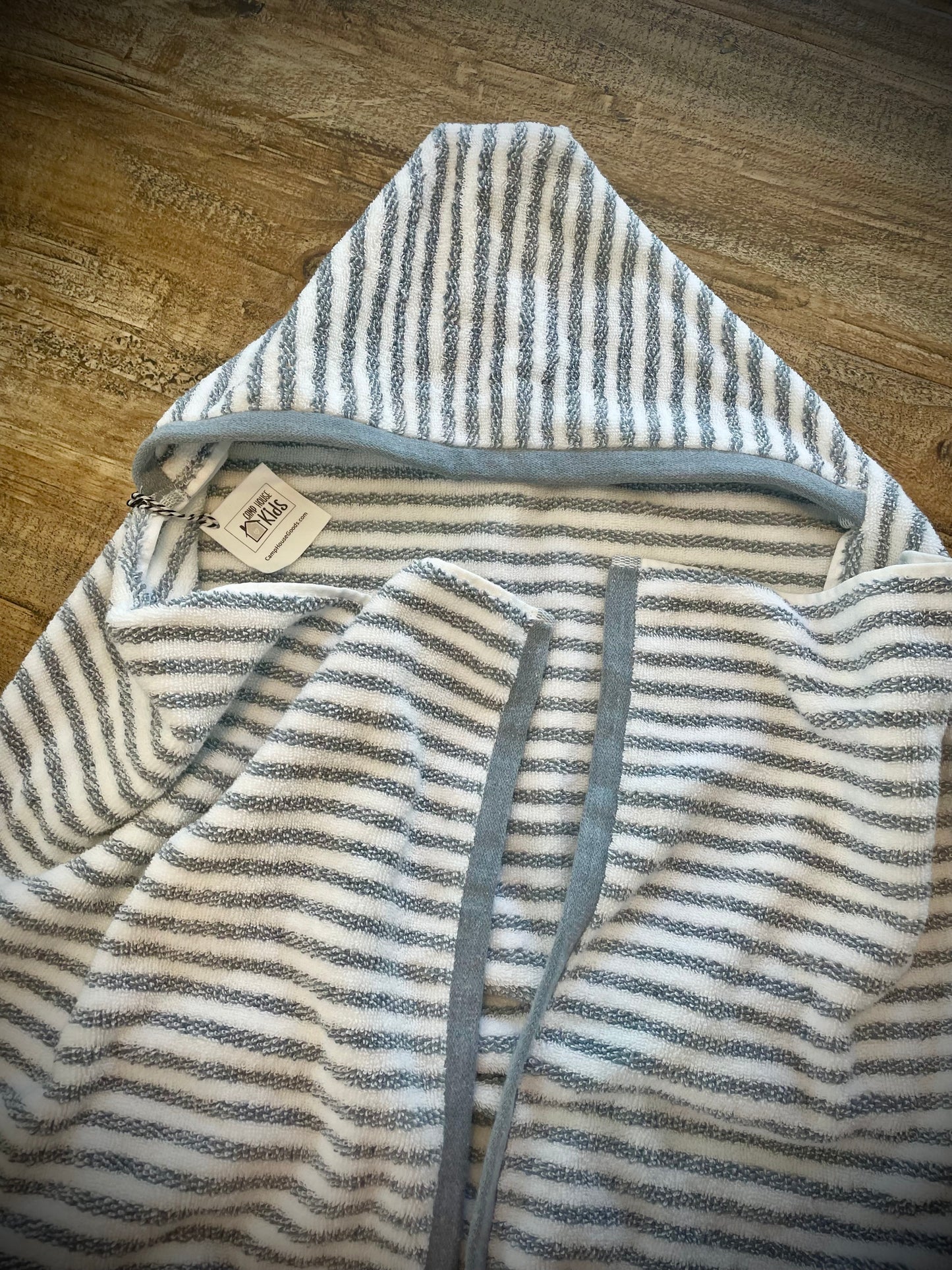 Hooded Towel  (light blue strips)